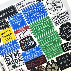 Parche de aplique bordado con eslogan negro, Parche de hierro DIY, pegamento de fusión fácil, planchado, reparación, insignia de agujero