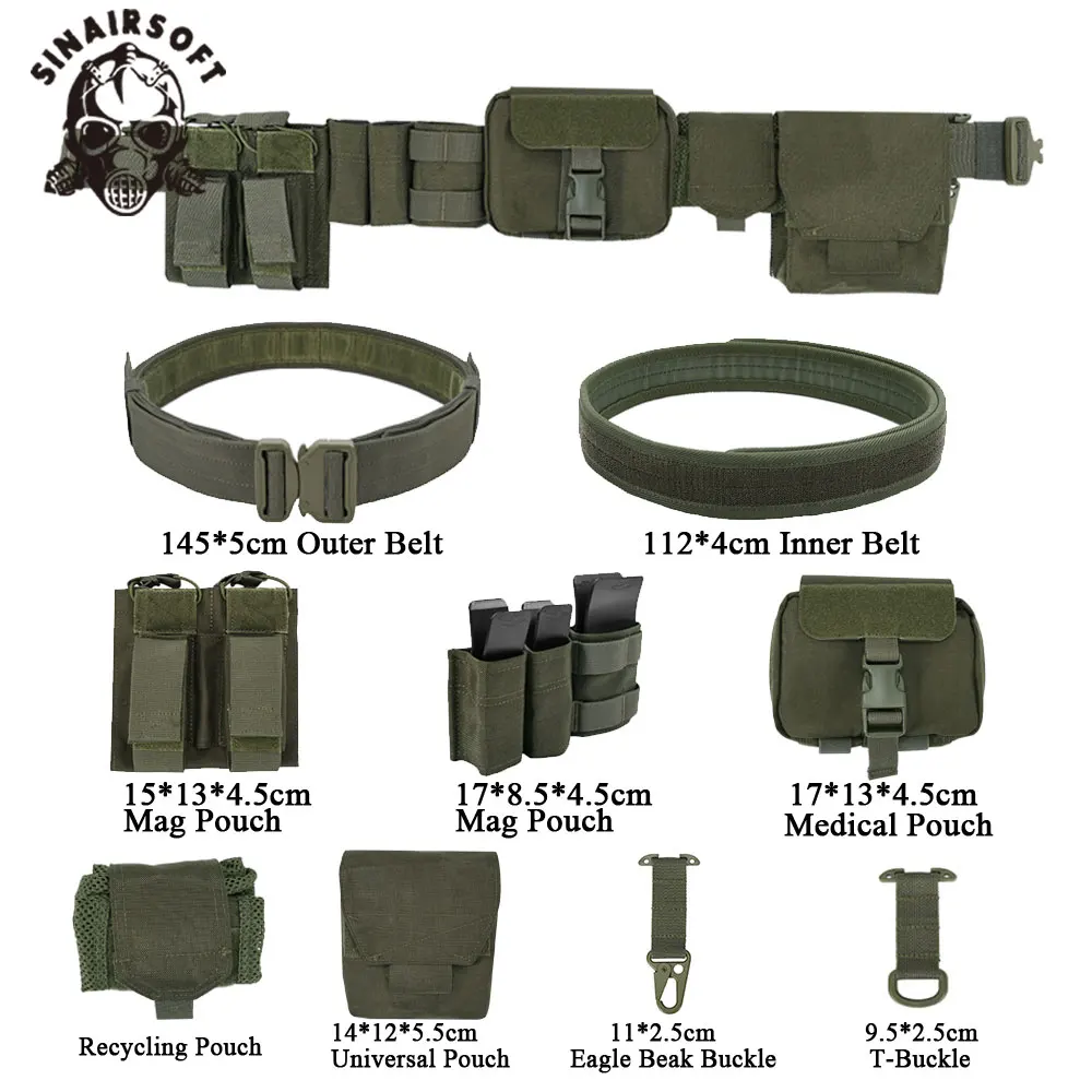 Juego de cinturón táctico de nailon 1000D con doble cinturón 5,56/7,62 bolsa para revistas bolsa de mapas paquete de recuperación para caza al aire libre - imagen 3