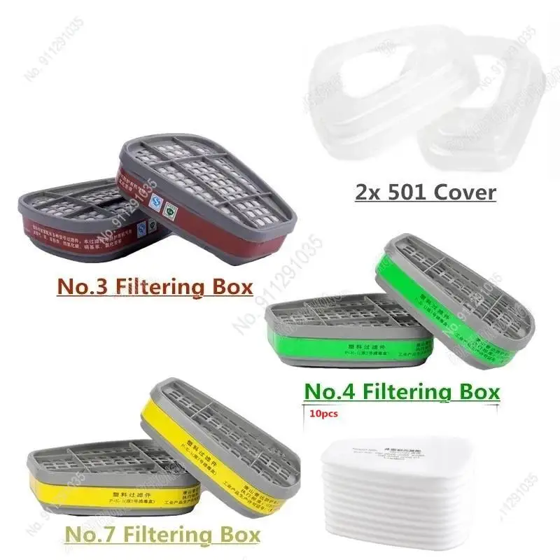 Caja de cartuchos 6001/6002/6004, juego de filtros de algodón 5N11 para máscaras de Gas y polvo 6200/7502/6800, respirador de pulverización de pintura química - imagen 3