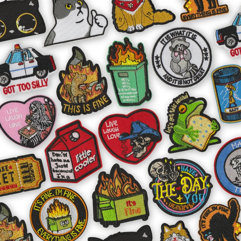 10 unids/set Punk parches para planchar para ropa parche termoadhesivo para ropa gato Rana cráneo bordado parches en sombrero insignias DIY - imagen 2