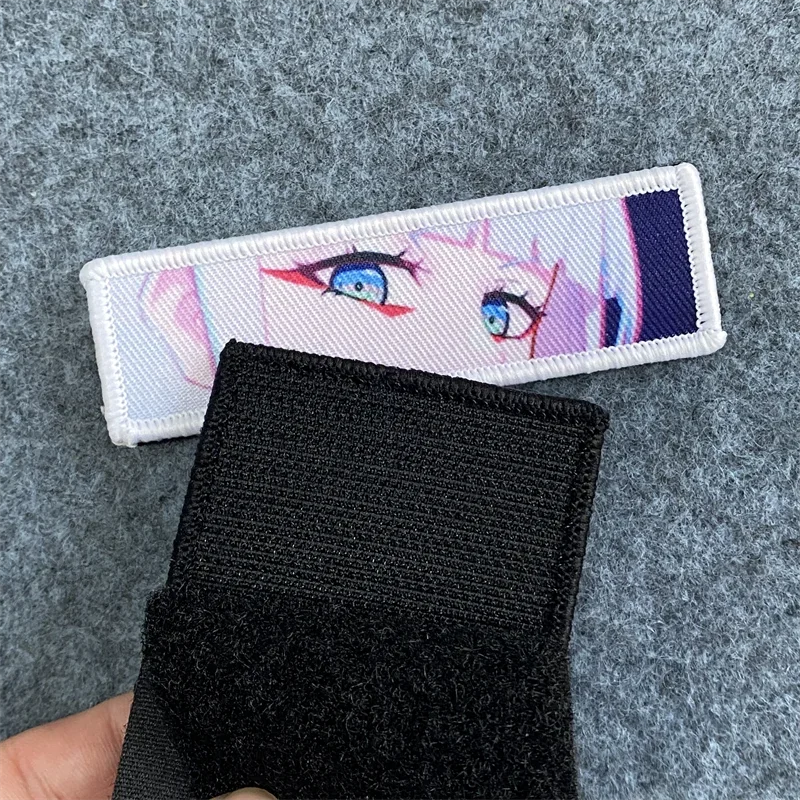 Parche con estampado de Ojos de Lucy para niñas, insignia de moral táctica de tirador japonés, brazalete de gancho y bucle, parches de mochila, apliques de ropa - imagen 4