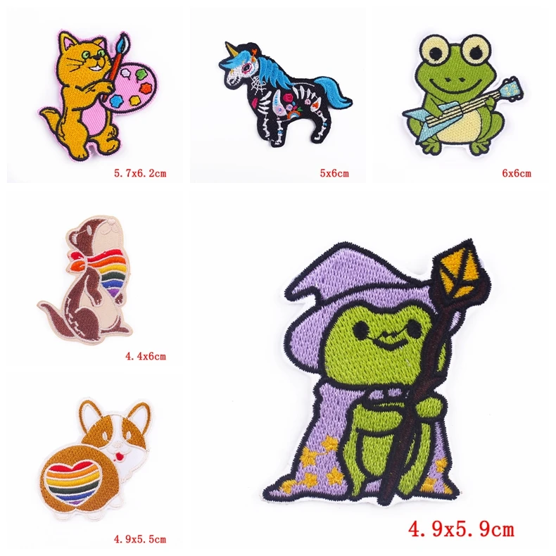 Parche bordado de dibujos animados de animales pequeños, parches para planchar en la ropa, parches Corgi en la ropa, apliques para coser, 10 unids/lote por lote - imagen 3