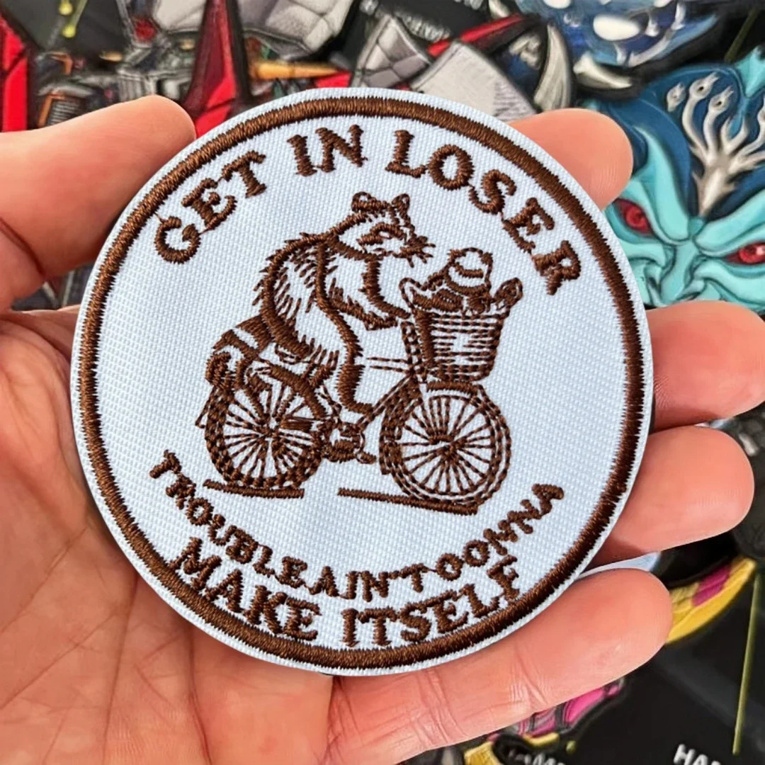 Parche táctico de moral, parches de gancho y bucle bordados de mapache para ropa, pegatina para mochila - imagen 2