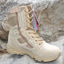 Botín táctico impermeable de cuero genuino – Negro/desierto