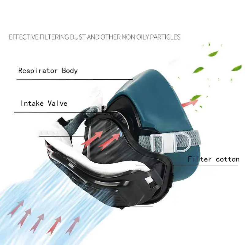 Mascarilla de silicona con filtro a prueba de polvo, respirador autocebante para pintura en aerosol, decoración del hogar - imagen 3