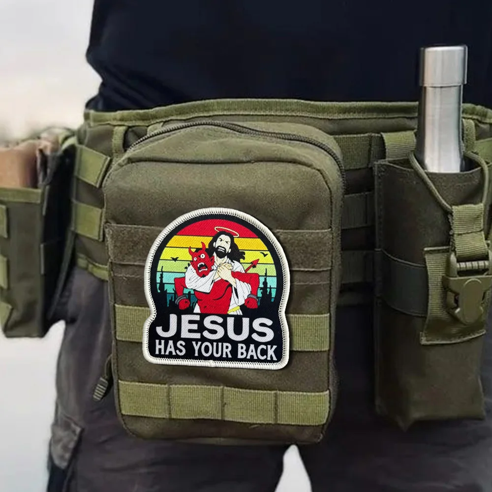 Jesús tiene tu moral de espalda parches tácticos en la ropa parche divertido de gancho y bucle insignia militar brazalete mochila pegatinas - imagen 4