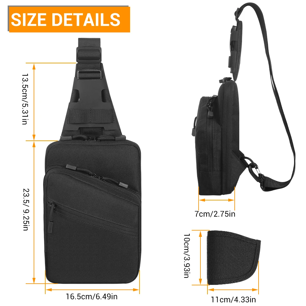 Bolsa de hombro para pistola al aire libre, funda de pistola de transporte oculta, bolso cruzado de pecho para hombre con soporte para pistola, bolsa EDC para caza y senderismo - imagen 4