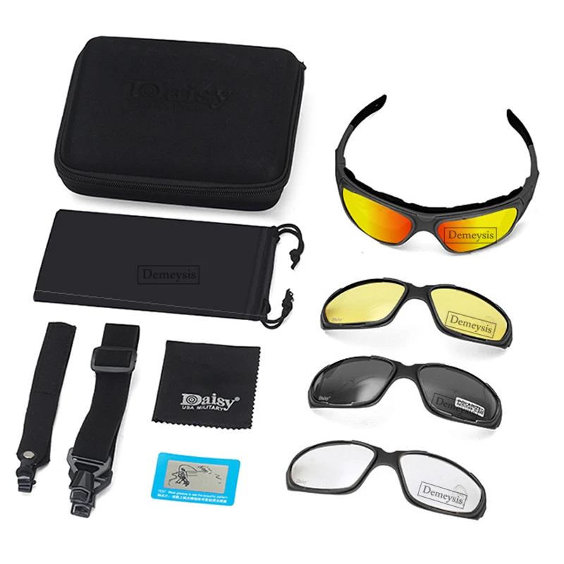 Gafas tácticas polarizadas, juego de 4 lentes para deportes al aire libre, gafas protectoras de seguridad a prueba de viento y polvo, gafas para caza y tiro - imagen 2
