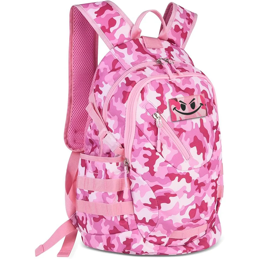 1 Uds. Insignias tácticas de cara de monstruo de dientes largos rosas/cara sonriente parches para exteriores parches reflectantes de gancho y bucle infrarrojos IR - imagen 3