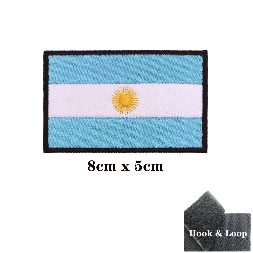 Parches de bandera Argentina, brazalete, parche bordado, gancho y bucle, insignia bordada con hierro, raya militar - imagen 3