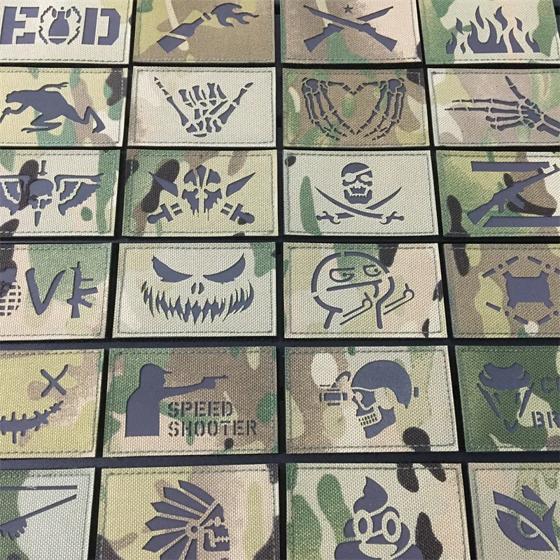 Banderas nacionales Multicam 3D, parches reflectantes IR para ropa, mochila, insignias tácticas, gancho y bucle, suministros de corte láser, accesorios DIY