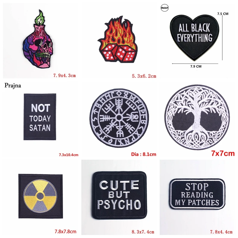 Prajna-parche bordado Punk de 10 piezas, parches de letras para ropa, insignias de letras blancas y negras, pegatinas para ropa, Parche de costura - imagen 2