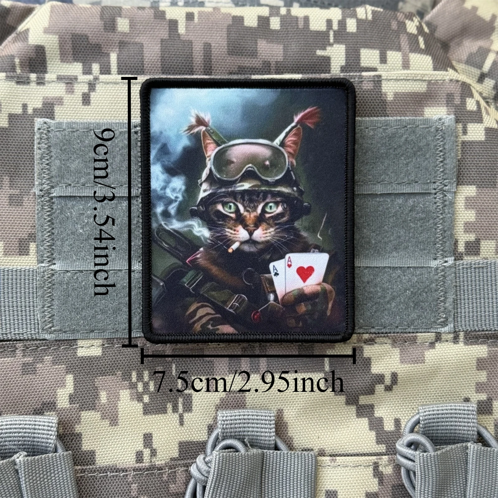 Parche táctico de gato Chevron, insignia de moral militar, tarjeta Ace, parches de gancho y bucle impresos para ropa, pegatina para mochila del ejército - imagen 2