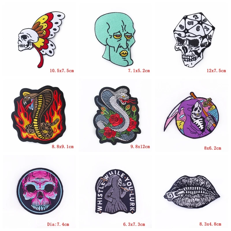 Parches termoadesivos calavera rosa estilo punk táctico