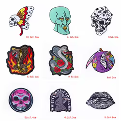 Parches termoadesivos calavera rosa estilo punk táctico