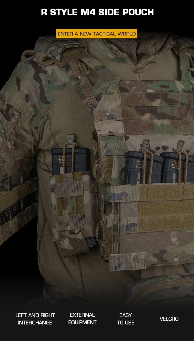 Bolsillo lateral M4 estilo R, intercambiador izquierdo y derecho, dispositivo externo, fácil de usar, bolsa Molle de montaje con pegatina mágica
