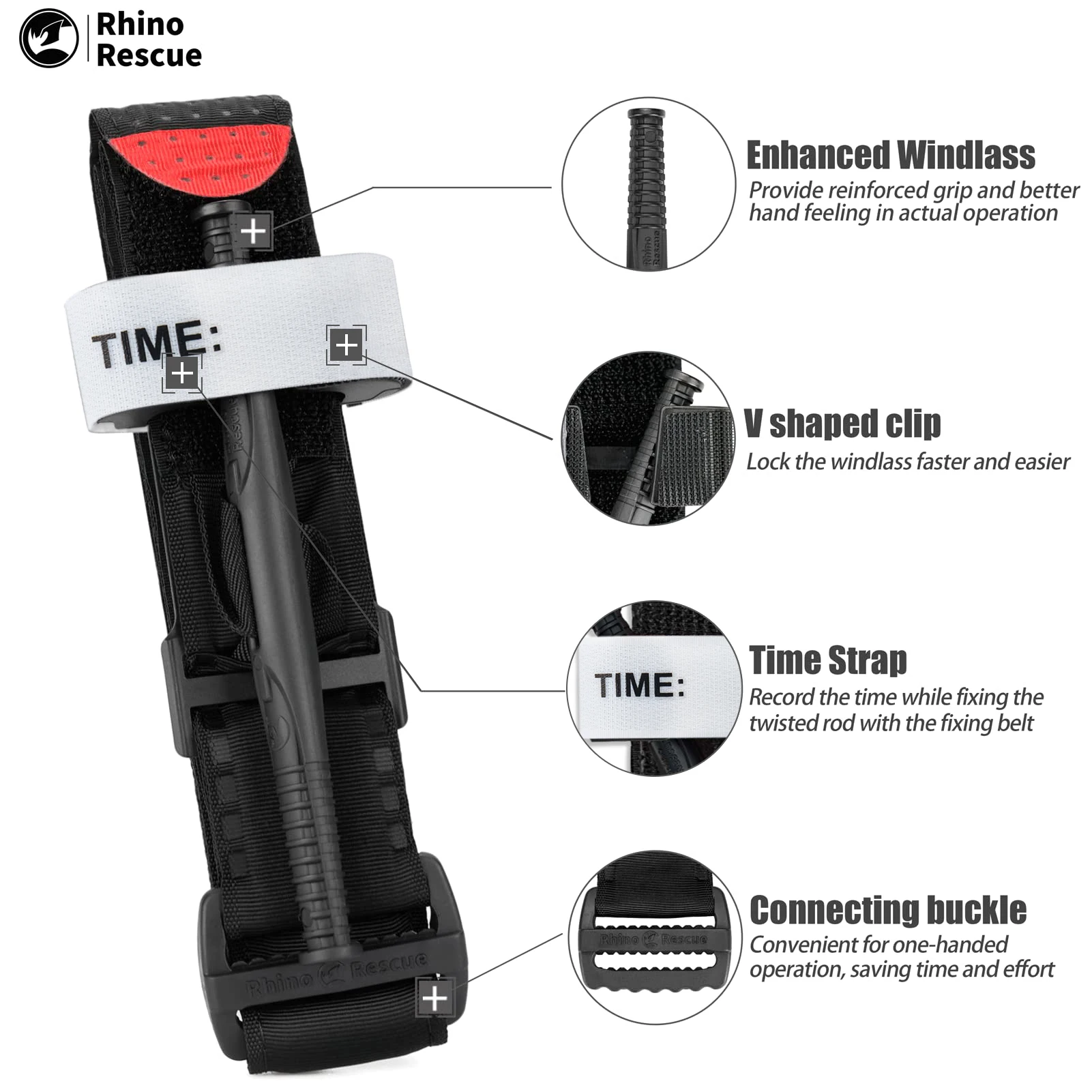Kit de rescate para traumatismos de rinoceronte, torniquete médico de emergencia, vendaje, equipo de supervivencia táctico de primeros auxilios para emergencias al aire libre - imagen 5
