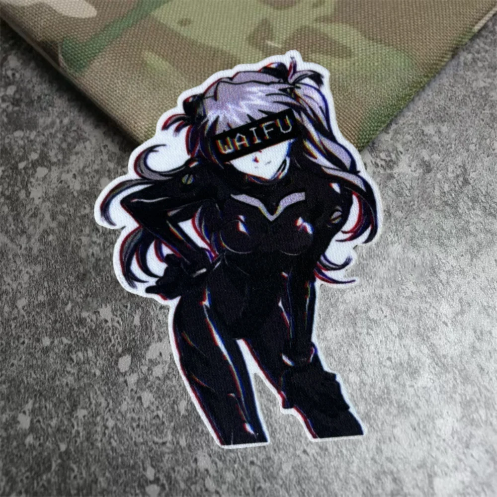 Parche táctico de Chica de Anime para ropa, emblema de gancho y bucle impreso para niñas Waifu, insignia de moral militar, brazalete, pegatinas para mochila - imagen 4