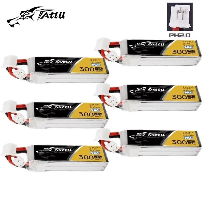 TATTU-batería Lipo de 300mAh, 7,6 V, 75C, para helicóptero RC, Quadcopter, FPV, piezas de Dron de carreras con enchufe PH2.0, batería para Drones de 7,6 V - imagen 5