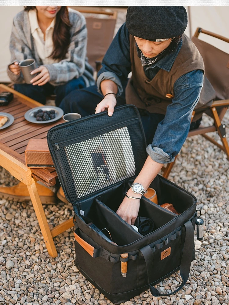Caja de almacenamiento de utensilios de cocina al aire libre, embalaje de almacenamiento portátil para acampar con bolsa de almacenamiento de gran capacidad - imagen 3