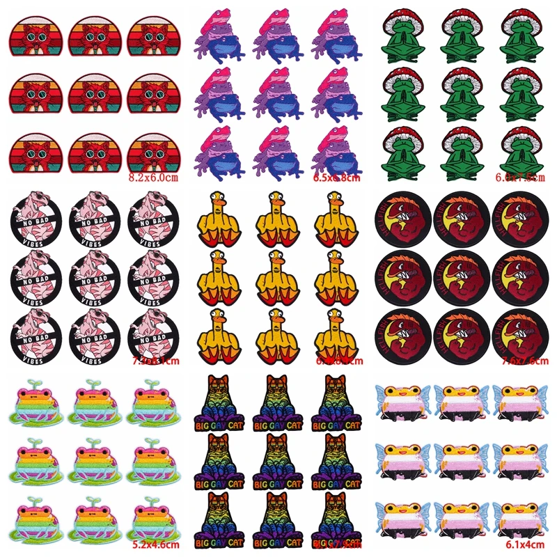 10 unids/lote parche de animales Punk parches bordados para planchar para ropa parches termoadhesivos en ropa parche Fusible cosido de Hip Hop