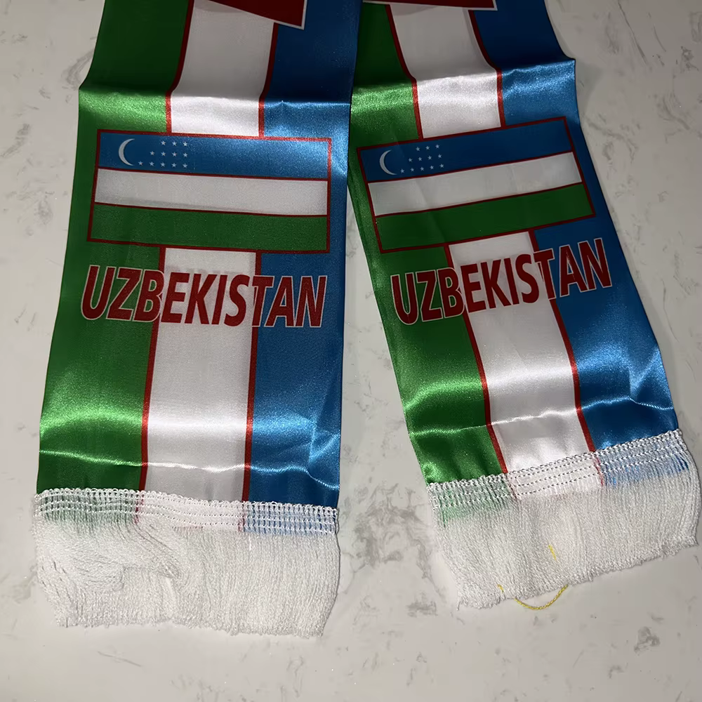 Bufanda satén Uzbekistán estampada doble cara con borlas - imagen 2