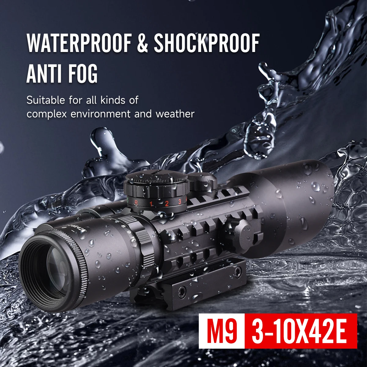 Mira óptica 3-10X42E con láser rojo/verde, mira combinada táctica para Rifle de aire, retícula Cros, mira para Rifle de caza, compatible con montaje en riel de 11/20mm - imagen 3