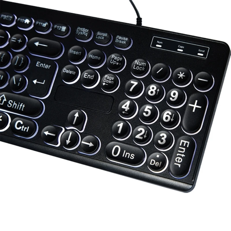 Teclados con cable USB con 104 teclas, teclados retroiluminados impresión para juegos oficina, envío directo - imagen 4