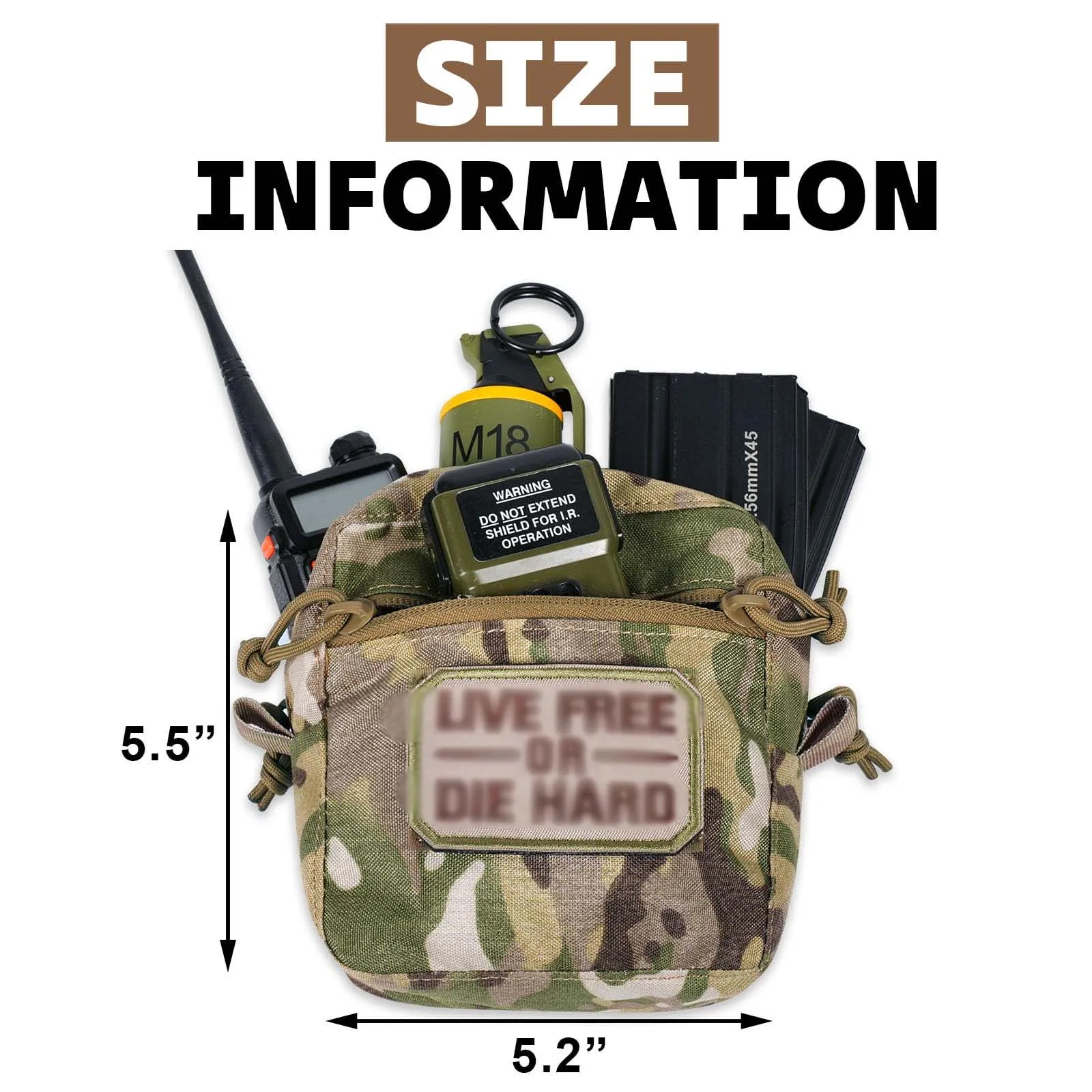 Bolsa táctica Molle Admin, pequeñas bolsas GP de uso General con Panel de bucle para chaleco, cinturones para pistola, mochila como bolsa de almacenamiento expandida - imagen 4