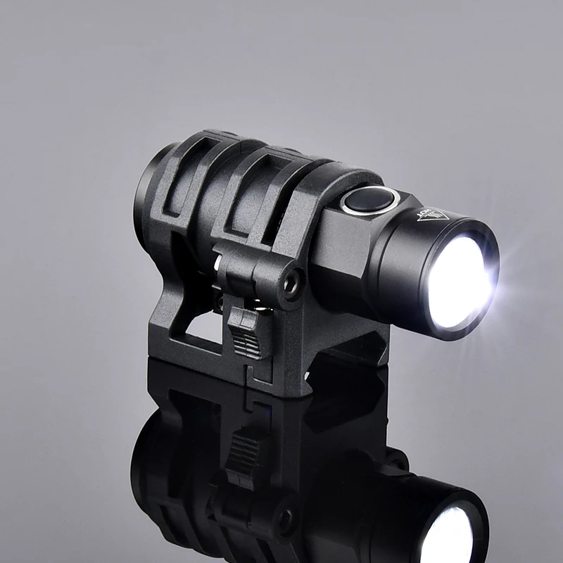 WADSN casco táctico con luz estroboscópica para caza, linterna de explorador, luz de explorador con soporte de abrazadera para sombrero, montaje de riel Picatinny de 20mm - imagen 4