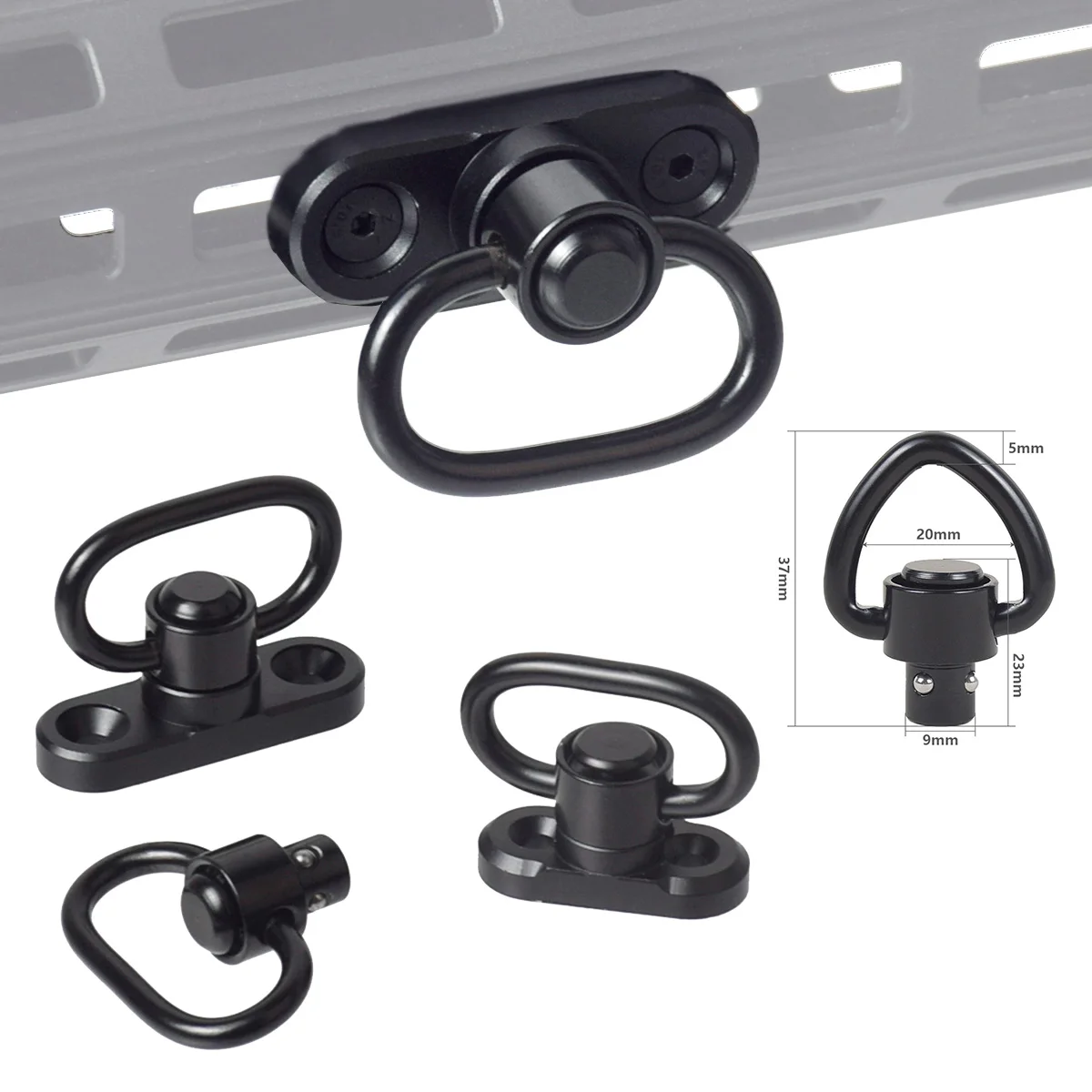 Eslinga táctica QD giratoria de 20mm, montaje en riel Picatinny Mlok, correa de Metal RSA GBB, Base de hebilla, accesorios de montaje de desmontaje rápido para pistola - imagen 5