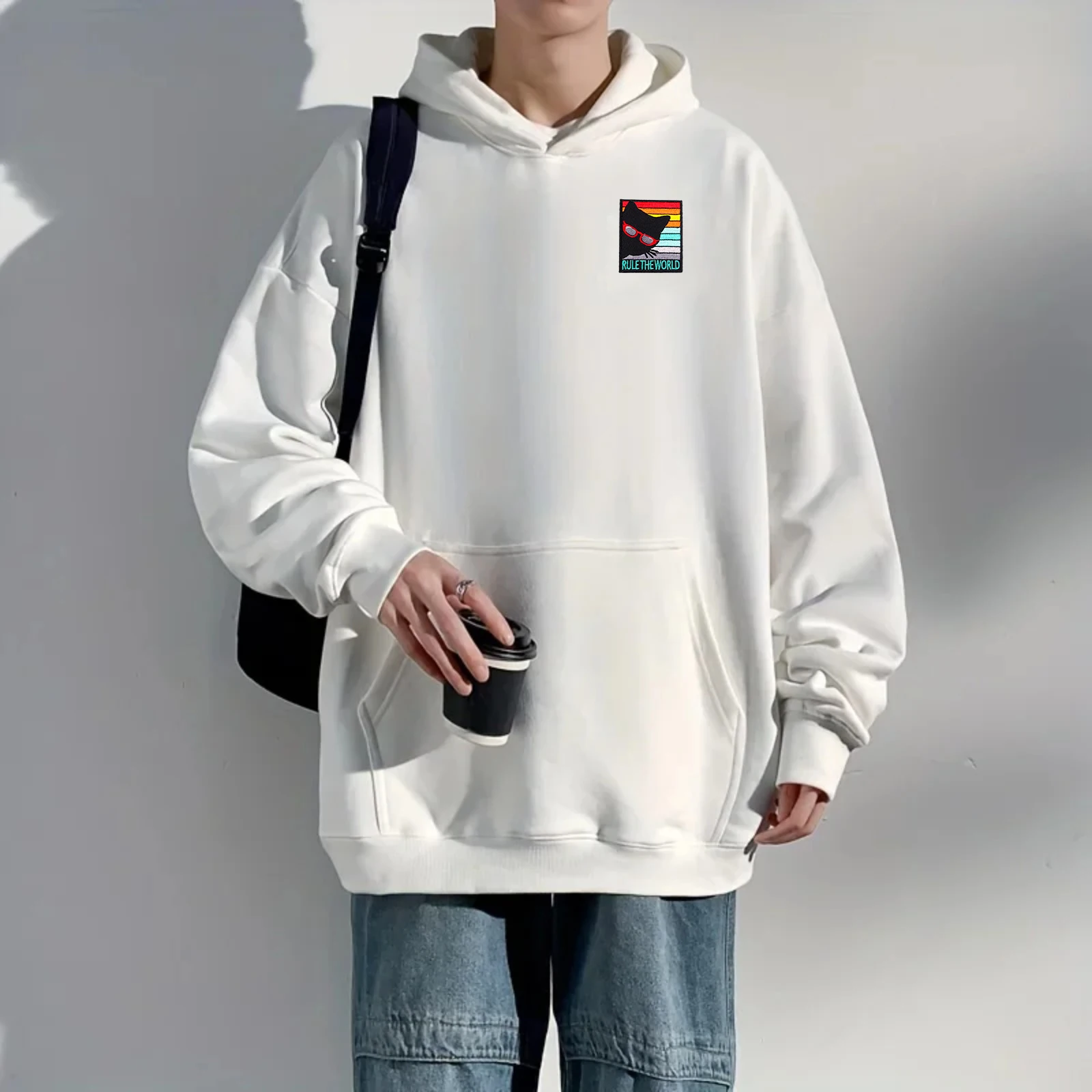 Parche retro Rule The World Cool Cat, parches divertidos con apliques bordados termoadhesivos para mochilas, jeans, sombreros, chaquetas - imagen 2