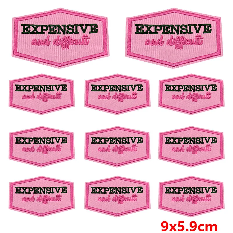 10 unids/lote, venta al por mayor, apliques de letras de dibujos animados, parches para planchar en ropa, frases/texto, parches bordados para pegatinas de ropa - imagen 3