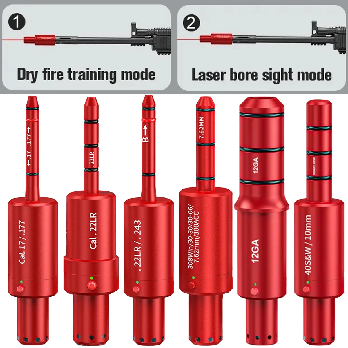 9 mm 38SPL 22LR 12GA.243 7 mm 6,5 mm Entrenamiento Bullet Bore Sight Láser controlado por voz Doble propósito para entrenamiento y calibración - imagen 2