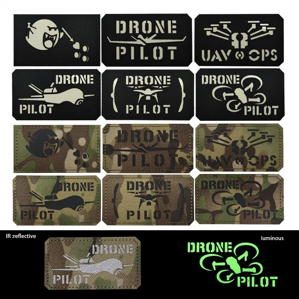 Eligeful DRONE PILOT, parche reflectante militar táctico con etiqueta de piloto brillante para chaleco táctico, pegatinas, bolsa de piloto, sombrero - imagen 3