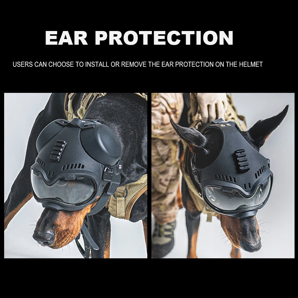 Casco táctico para perros de trabajo con protección y gafas integradas - imagen 5