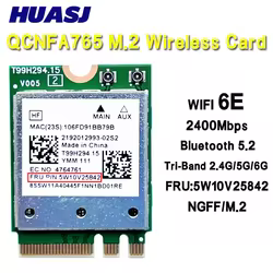 HUASJ QCNFA765 WIFI 6E 802.11ax 2,4G/5G/6G FRU 5W10V25842 2400M BT5.2 para portátil X13 Gen 2 20XH 20XJ T14 G2