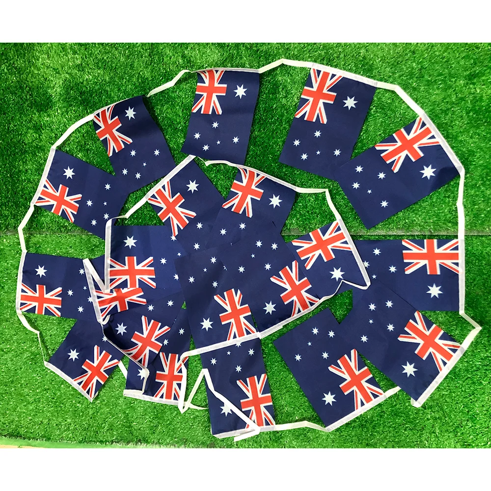 Banderines SKY FLAG de Australia, banderines de 14x21cm, 20 unids/lote, banderín de poliéster, banderines de cuerda de Australia, banderines para festivales, fiestas y vacaciones