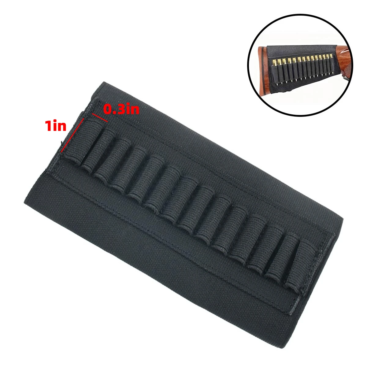 Soporte de munición Buttstock de 14 agujeros, bolsa de balas elástica duradera para Rifle de caza, cartucho de carcasa, cubierta de mejilla a tope de carga rápida 5.56,7.62 - imagen 3