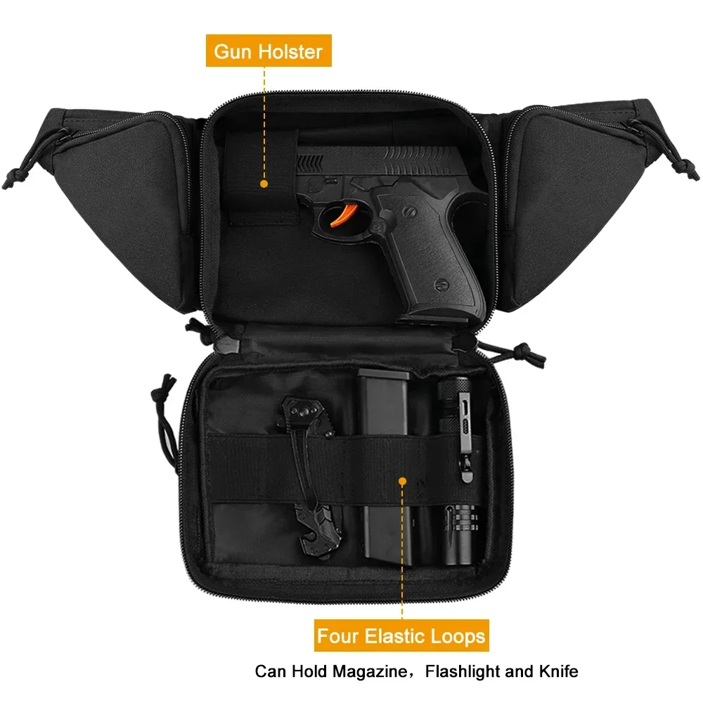 Riñonera táctica, funda para pistola, riñonera, bolso de hombro con eslinga, paquete de asult en el pecho para exteriores, funda de transporte para pistola oculta - imagen 3