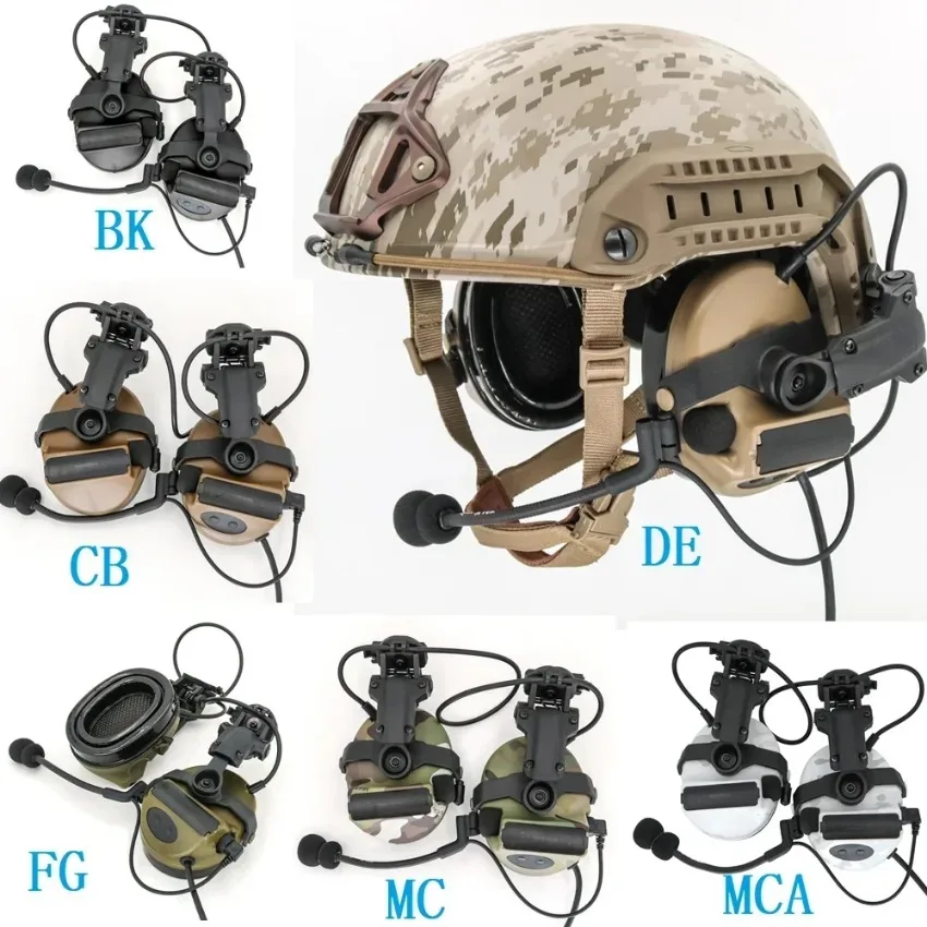 TSCII-auriculares tácticos para casco, cascos con reducción de ruido, protección auditiva, orejeras electrónicas para disparar + U94 PTT - imagen 5