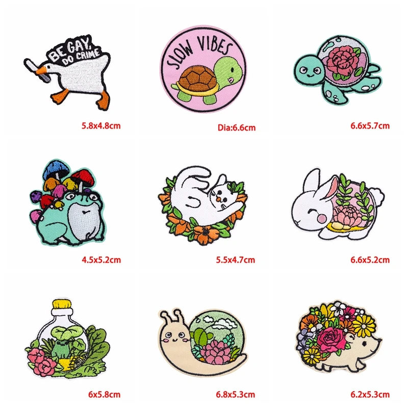 Parche bordado de dibujos animados/animales, parche de dinosaurio, pato, gato, parches de planchado para ropa, parches de fantasma lindo en la ropa, 10 unids/lote - imagen 2