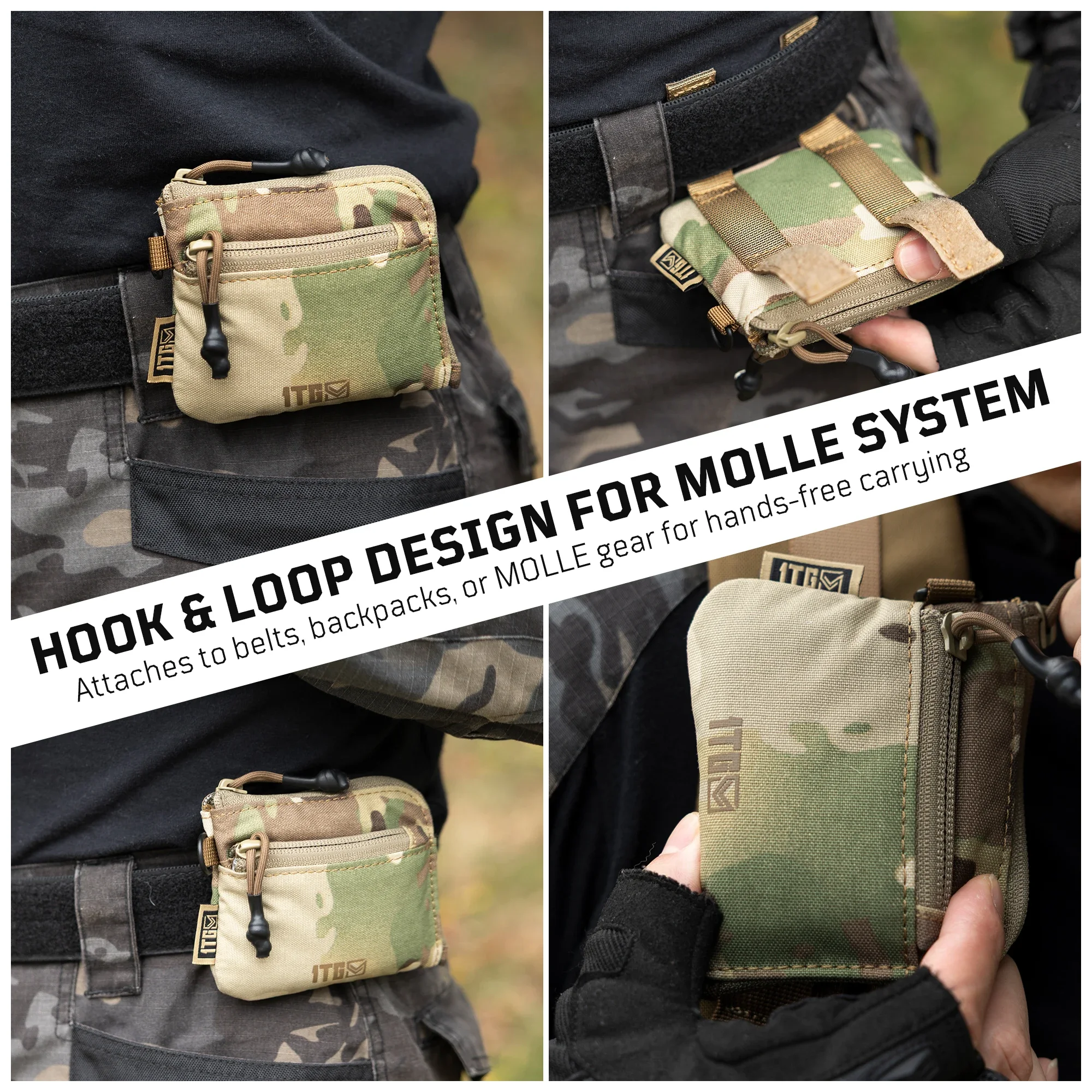 Monedero táctico 1TG, cartera minimalista 500D, monedero, tarjetero, bolsa para dinero, bolsa táctica con cremallera YKK, camuflaje - imagen 3