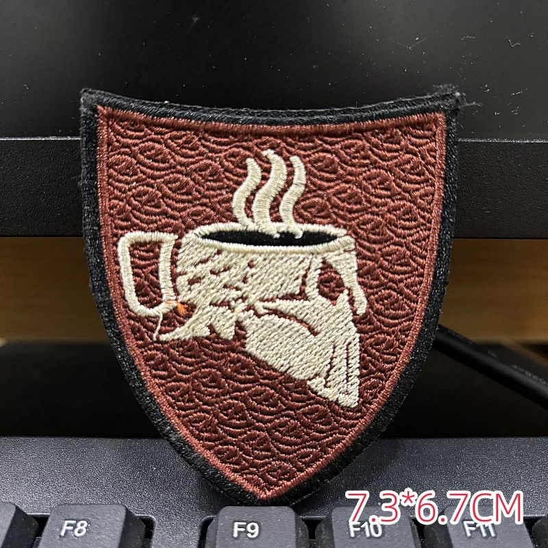 Parches tácticos bordados de calavera de café, Parche de gancho y bucle, insignia de moral Espresso MK2 americana, pegatinas de decoración de mochila DIY - imagen 4