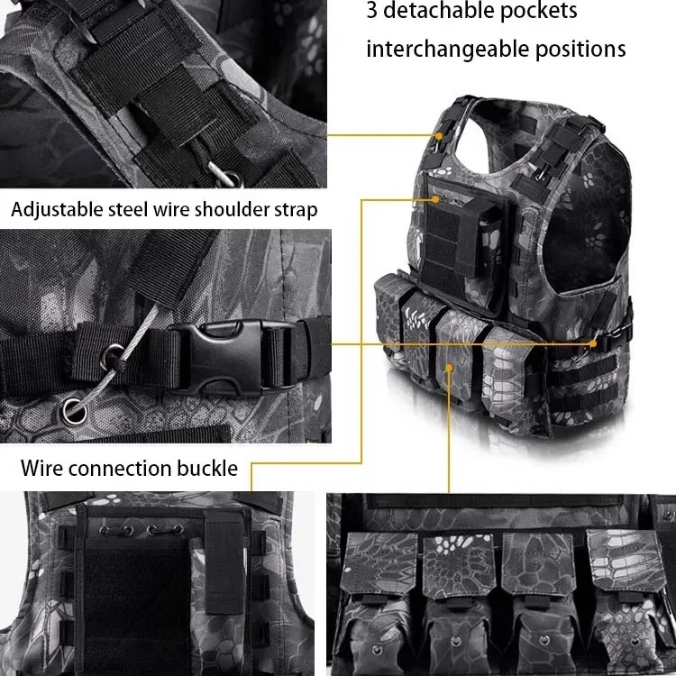 Chaleco táctico militar multibolsillo, chalecos corporales de combate, caza de seguridad al aire libre CS, chaqueta de entrenamiento Airsoft, chaleco láser Molle de seguridad - imagen 2