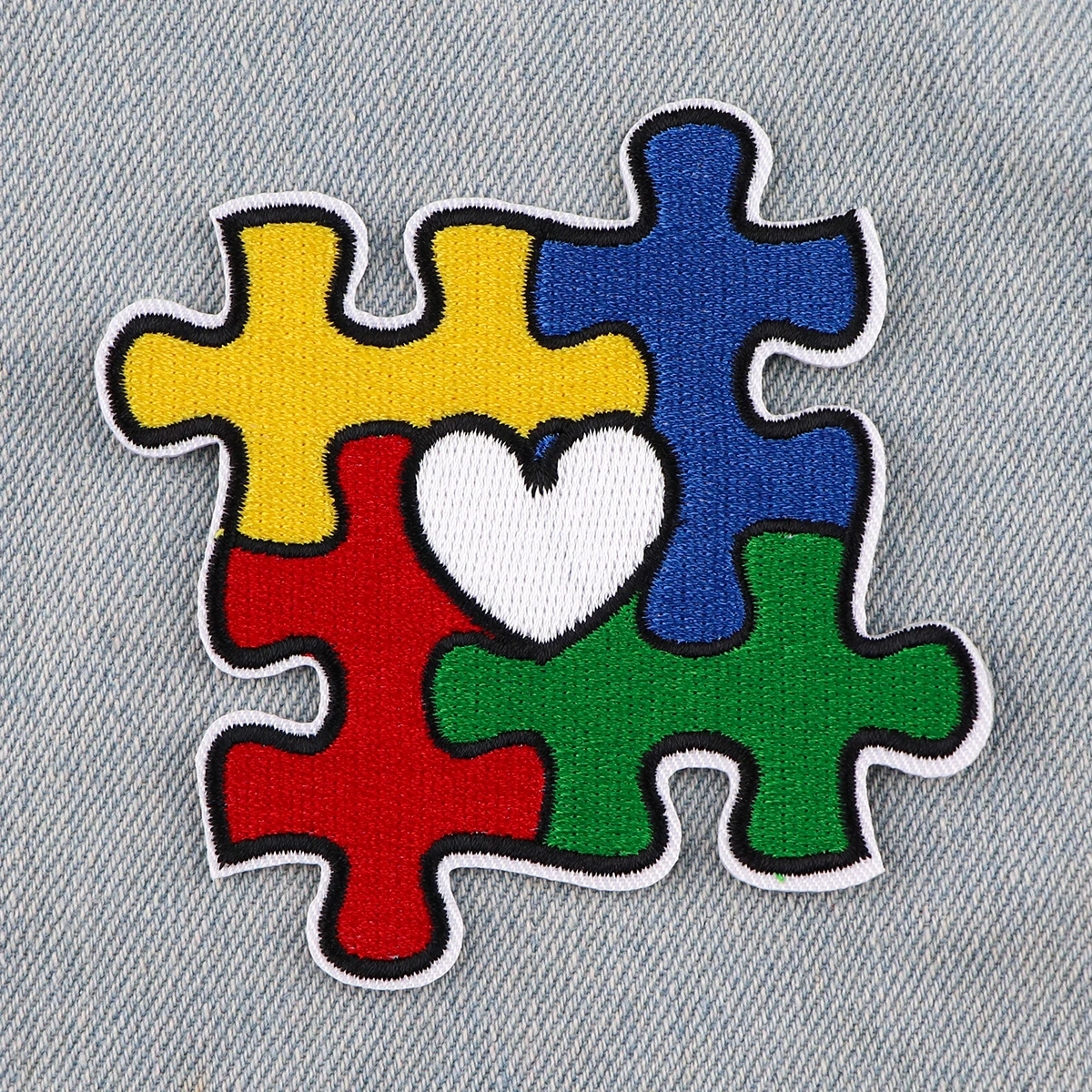 Parches bordados para concientización sobre el autismo, parches adhesivos para ropa, pegatinas para planchar, parches a rayas, apliques Diy - imagen 2