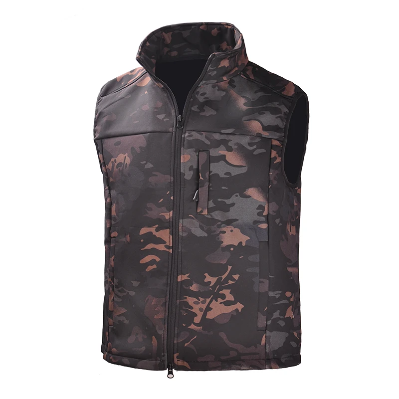 Chalecos cálidos de lana para hombre, abrigos tácticos con cuello levantado, chalecos gruesos, ropa, chaqueta para hombre, chaleco de senderismo sin mangas - imagen 4