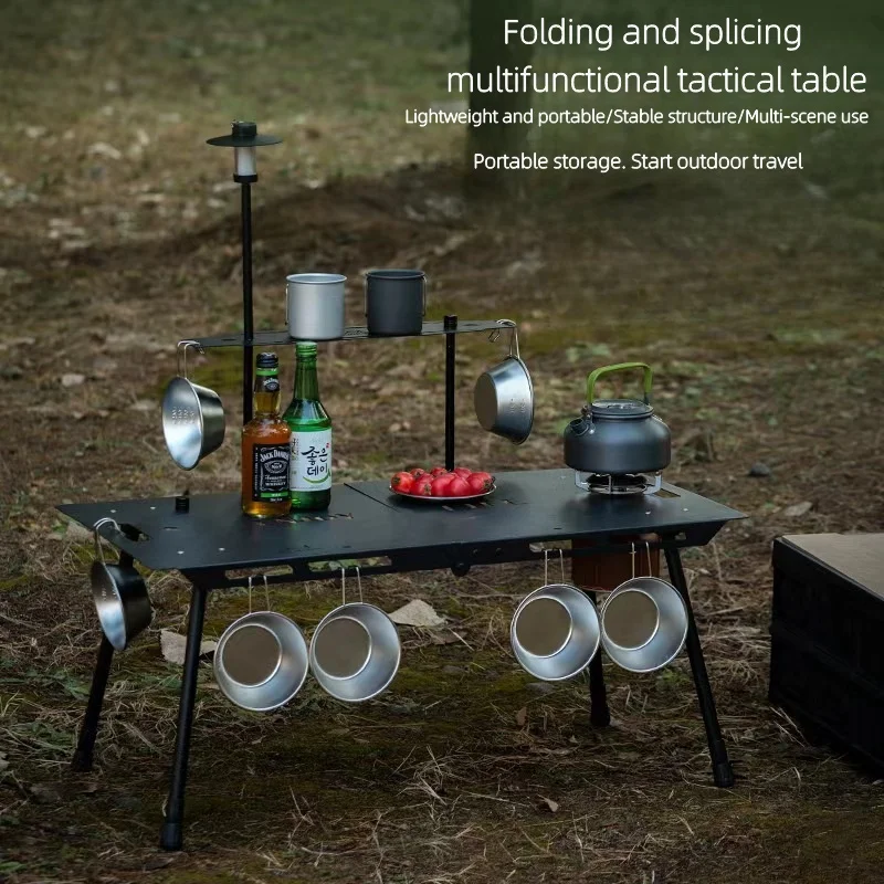 Mesa táctica ligera para exteriores, mesa IGT de aleación de aluminio, mesa plegable, barra de luz, barbacoa, Picnic, mesa de Camping elevable, nueva - imagen 3