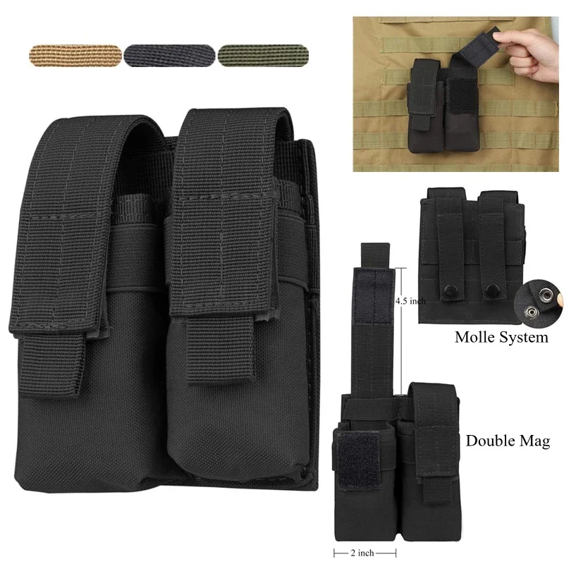 Porta cargadores MOLLE doble para pistola 9mm y 1911