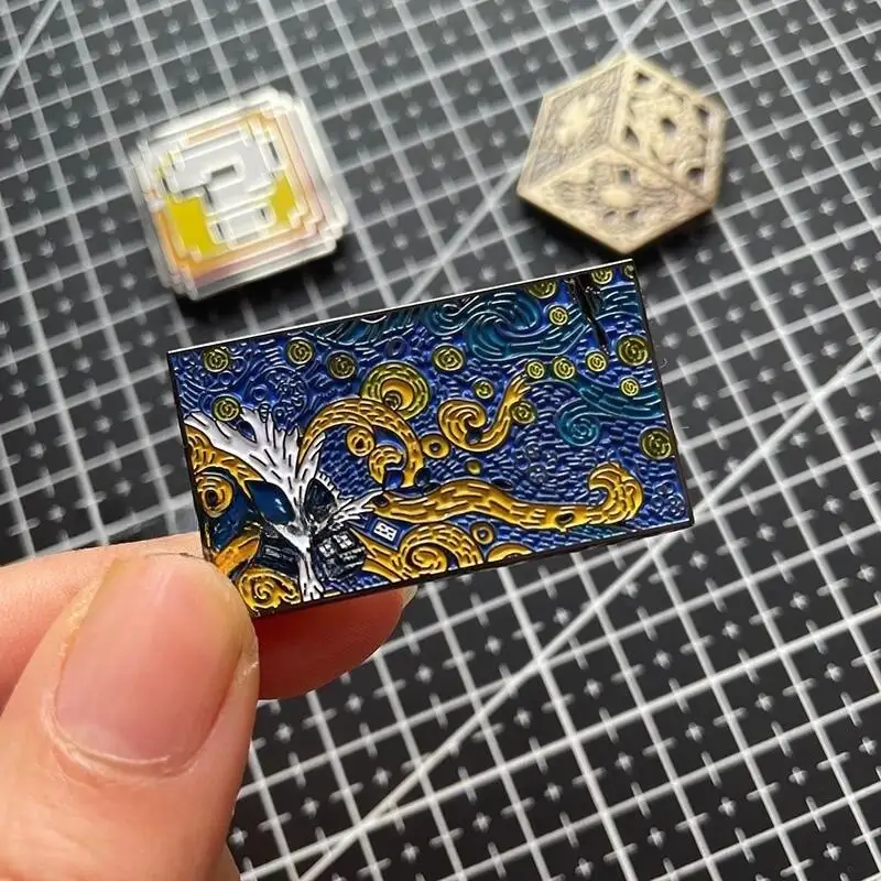 Van Gogh-pintura 3D de Metal pintado con gancho y bucle, brazalete artístico, estrella, cielo, Luna, noche, moral, insignia en la mochila, pegatina decorativa - imagen 3